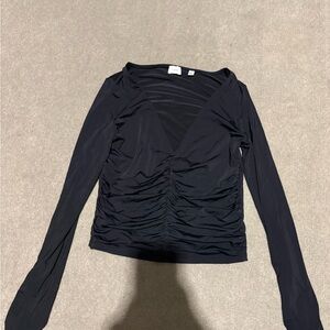 Wilfred Black Ruched Long Sleeve Blouse